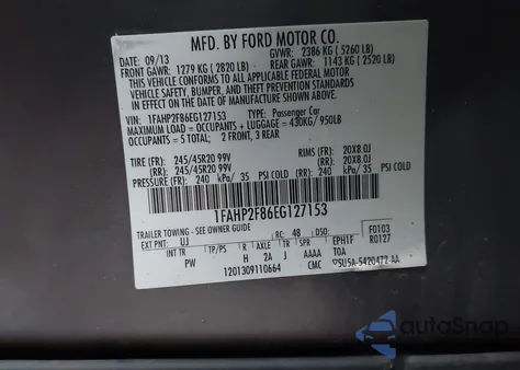 2014 Ford Taurus Limited from USA, damaged, VIN 1FAHP2F86EG127153